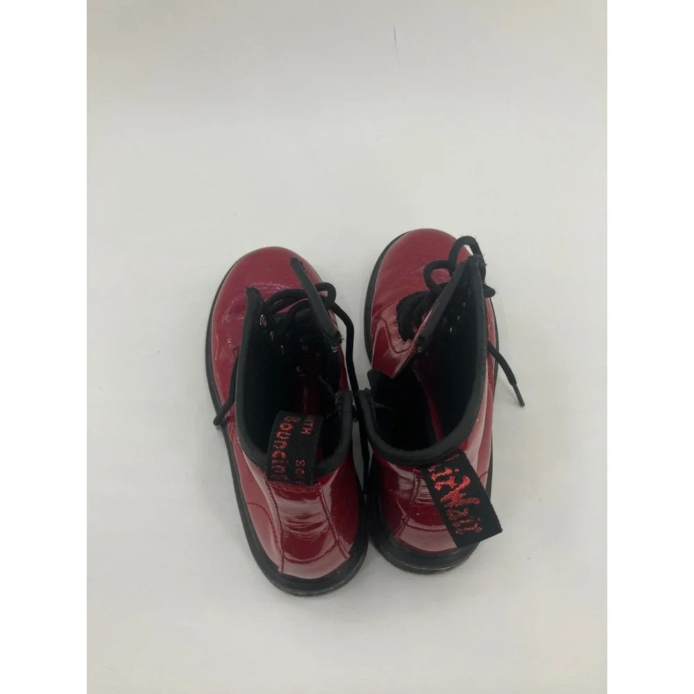 Dr. Martens‎ 1460 Boots Kids US 4 M Cherry Red Patent Leather Block Heel Combat